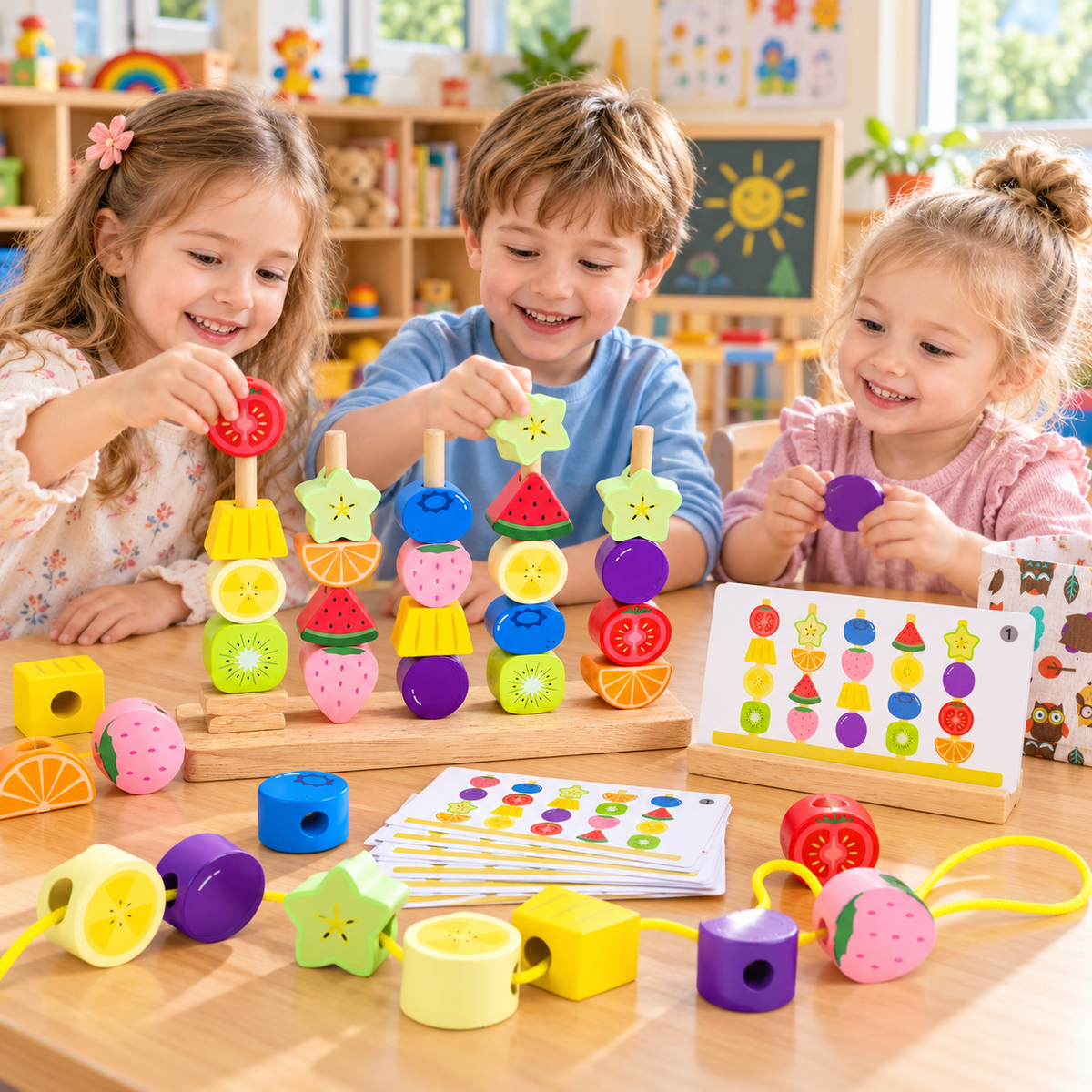 Montessori Wooden Bead Sorting Toy