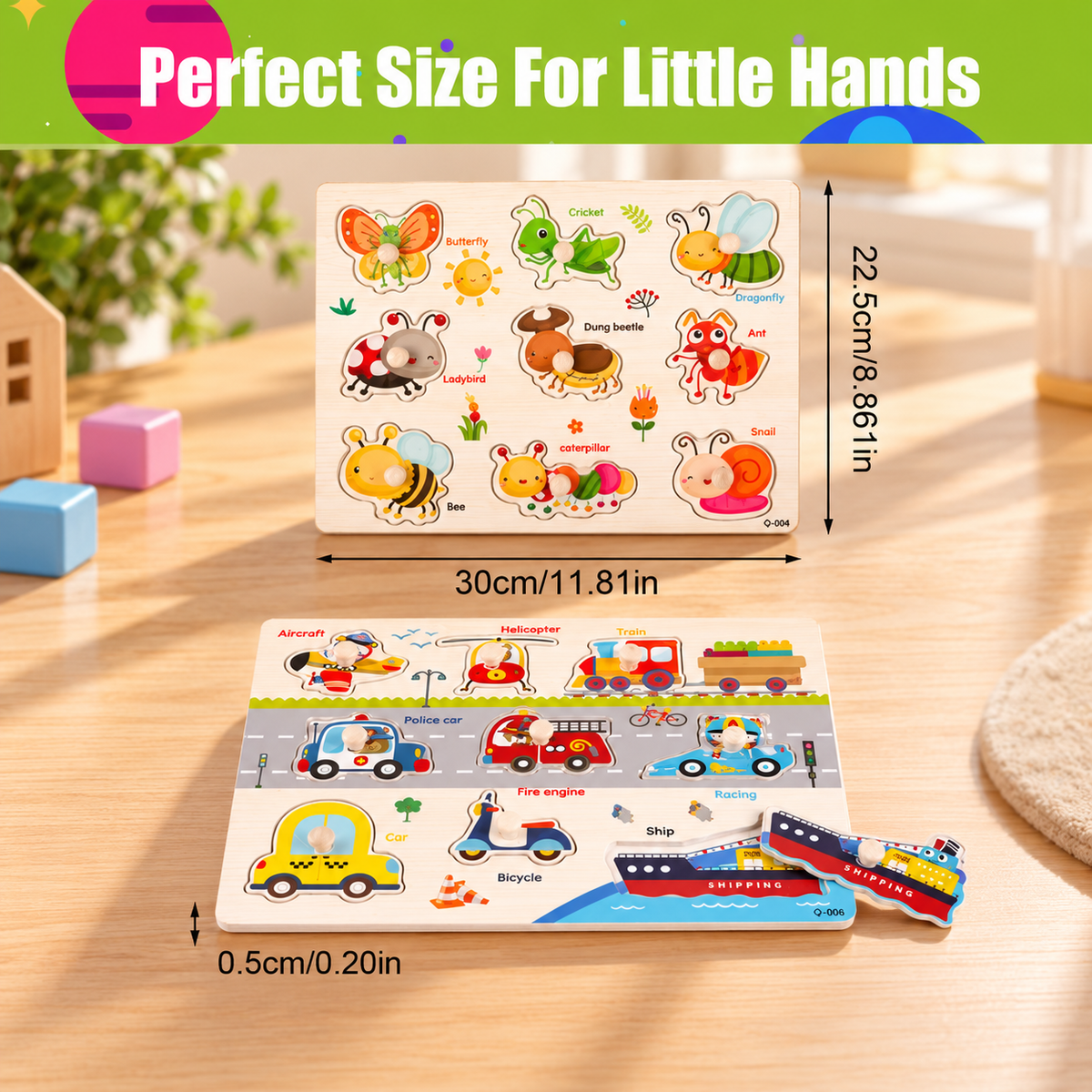 Wooden Peg Puzzle Set – 6 Pack