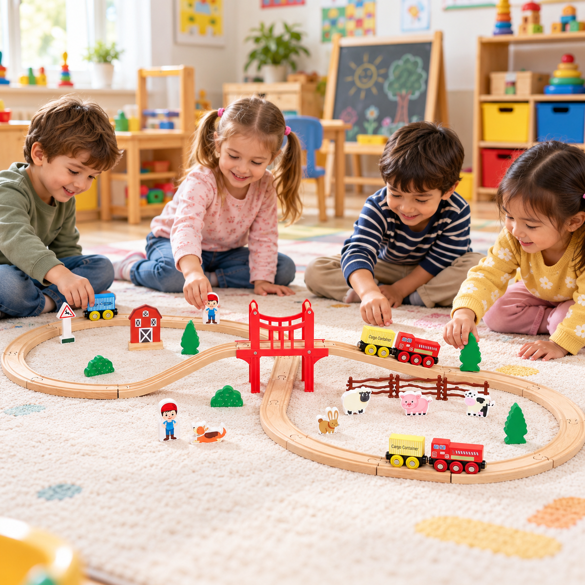 Wooden Train Set – 39 Pieces
