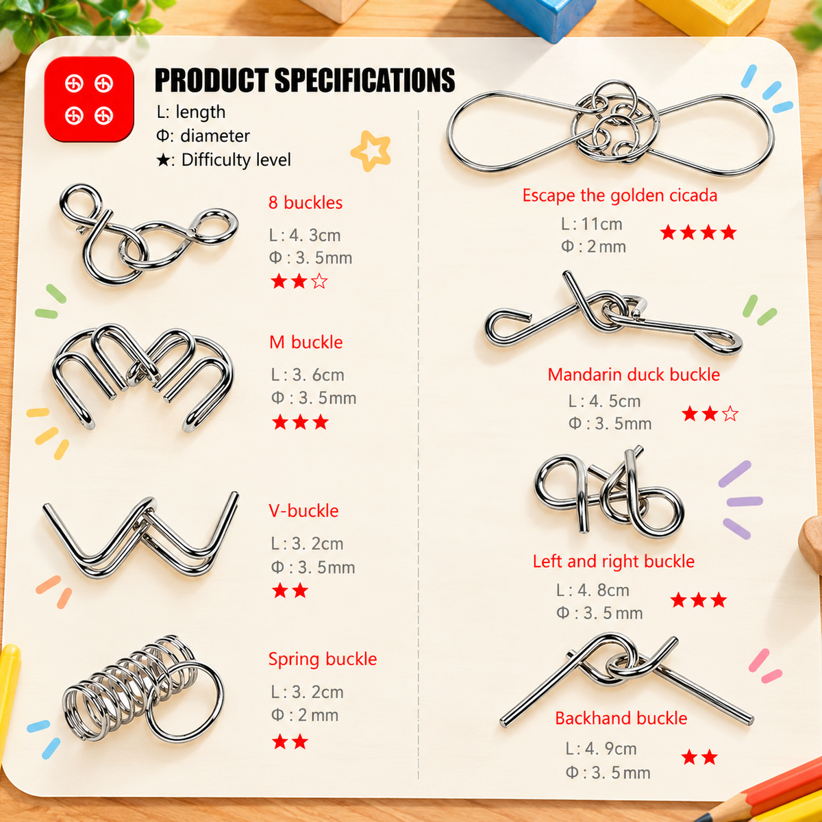 Metal Wire Puzzle Set – 24 Pieces