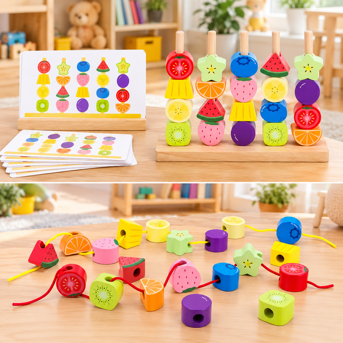 Montessori Wooden Bead Sorting Toy
