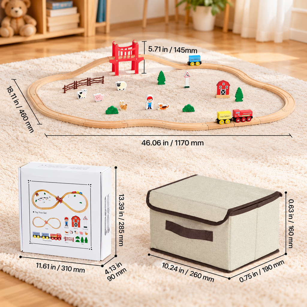 Wooden Train Set – 39 Pieces