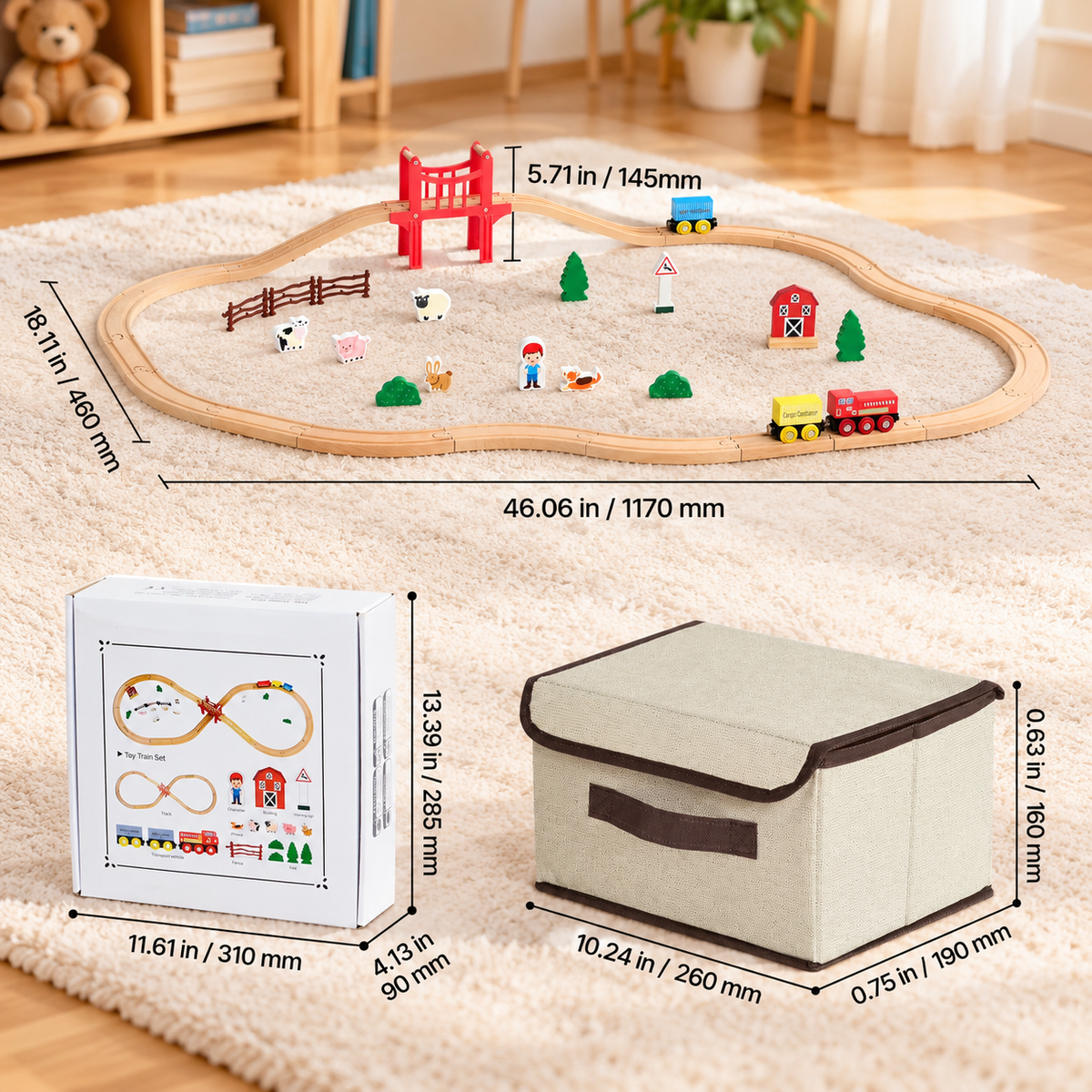 Wooden Train Set – 39 Pieces