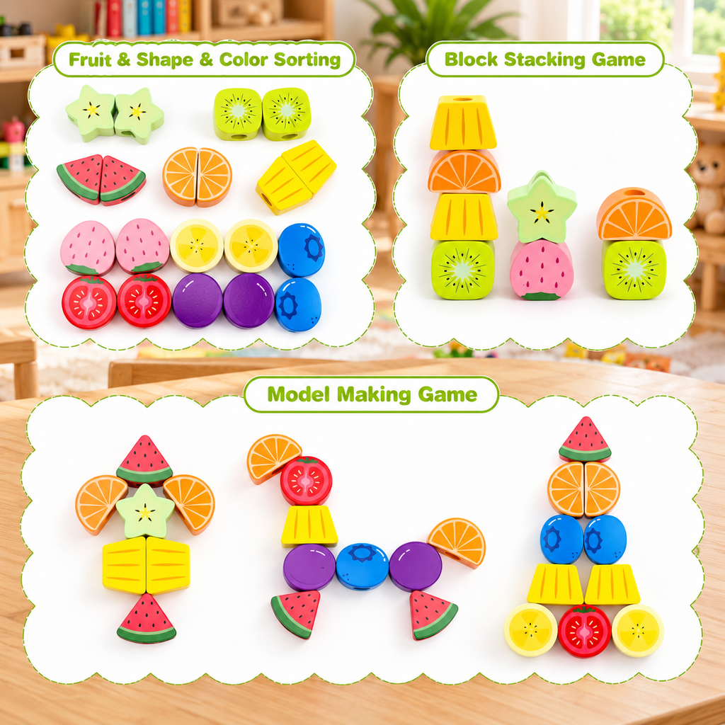 Montessori Wooden Bead Sorting Toy