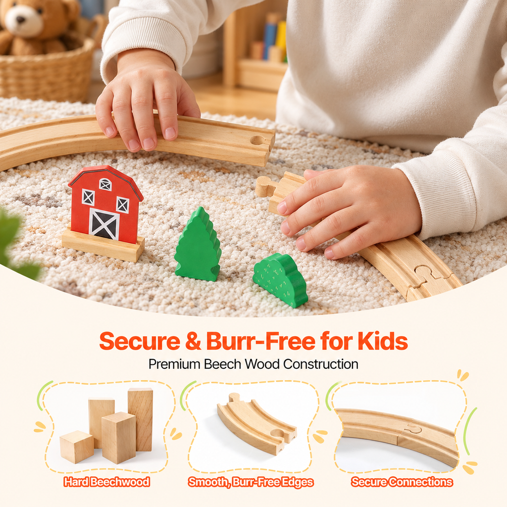 Wooden Train Set – 39 Pieces
