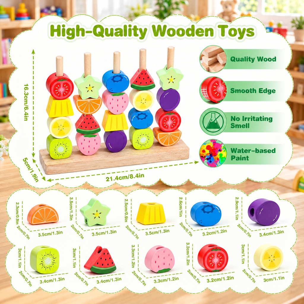 Montessori Wooden Bead Sorting Toy